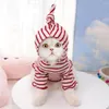 Vêtements pour chiens animaux de compagnie mignon animaux de compagnie à la mode rayés pour l'automne Hooded à deux manteau à jambes chiens chats en peluche