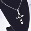 Hangende kettingen stijl mode gouden kleur kruis ketting mannen vrouwen roestvrijstalen ketting halsblaasspsendanten christelijke mannelijke feest sieraden