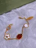 Oryginalny Van Ladybug 18K Gold Rose Bransoletka Women Lucky Flower Wysoka stopień Naturalna Fritillaria Lekka luksusowa moda