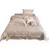 Luxury and luxurious style, 100S Tencel four piece set, princess style, summer cool feeling, quilt cover, solid color bed sheets, naked sleeping bedding Sheet