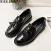 Chaussures décontractées Locons en cuir breveté Patel Femmes Fashion coréenne Slip sur Lolita Oxford Chaussures