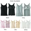 Camisoles Tanks Tops rembourrés pour femmes avec soutien-gorge intégré doux et extensible pour les gilets à ajustement slim (blanc / gris / noir / peau / rose)