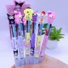 Pennen 48 stcs Creative Cartoon Melody Kuromi Tricolor Ballpoint Pen Leuke siliconen gekleurde pen Student Schrijfpen Stationery Small cadeau