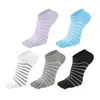 Sports Socks Cotton Cinco dedo para mulheres sólidas listradas brancas rosa azul respirável respirável baixo tornozelo de tubo com dedos dos pés