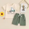 Kläderuppsättningar 2024-03-18 LIORITIIN 0-5Y SUMMER BABY PAYS PYSS KLÄDER SET Kort ärm traktortryck T-shirt med elastiska midjeshorts