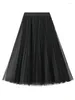 Skirts Double Layer Yarn Skirt With Lining 2024 Summer Mesh Cute Midi For Women Party Wedding Clothing G478