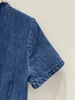 Trendy 2024 Vestido de diseñador de primavera/verano Denim Blue Wave Wash Denim Reducir Vestido de manga corta Falda corta