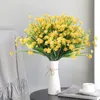 Декоративные цветы 3pcs желтые искусственные фальшивые выборы для офисных украшений цветочные композиции Diy венок праздничный декор для дома