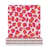 Table Mats Pink And Orange Leopard Print Ceramic Coasters (Square) Cute Kitchen Black Cup Pads For Drinks Aesthetic