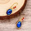 Boucles d'oreilles en peluche gouttelettes à eau vintage Couleur bleue Luxurage pour femmes Générage de fiançailles de mariage Classic High Grade Gift