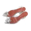 Chaussures habillées taille 42 dames talons hauts begum en pvc incliné en cristal rosie en verre sandale slingback