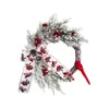 Dekorativa blommor julkransar för ytterdörren röd och vit girland med tallkon fågel fluga heminredning semester bondgård vägg