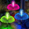 Décoration de fête Double méduse solaire Lumière 7 couleurs Lumières de jardin LED Fibre optique extérieur imperméable Lampe de décoration pour le patio de pelouse