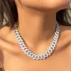 Sinomage Bling White Cubic Zirconia Hiphop Singer Collier de liaison de chaîne cubaine pour les accessoires de bijoux Lady Men