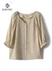 Blouses pour femmes Birdtree Mulberry Silk Elegant Shirt Femme Femme Pouffle V Non Solide OL COMMUTER