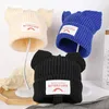猫の耳のパッチニット帽子カップルニットピグレットウールハットコールドキャップ秋の冬の暖かい帽子ヒップホップキャップ240414