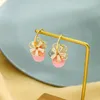 Dangle Earrings Simple Design Long Opal Brass Drop For Women Handmade Ethnic Charming Date Gift Jewelry Accessory