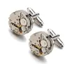 Real Tie Clip Non Functional Watch Movement Cufflinks For Men Stainless Steel Jewelry Shirt Cuffs Cuf Flinks Whole5452728