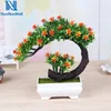 Fleurs décoratives Nuonuowell Bonsai mini fleur d'arbre en pot blanc Décoration de plante artificielle pour bureau / maison 5 couleurs Choisissez Lifekeke