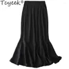 Jupes 93% Mulberry Silk for Woman Vêtements Elegant Women's Spring Summer Black Jirt 2024 Faldas Para Mujeres