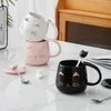 Mughe 2024 Ceramic Animal Creative Coffee Cup con cucchiaio in acciaio inossidabile Kitty Head Christmas Birthday Gift Fashion