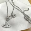 Luxury brand necklace Socialite with Saturn pearl diamond planet light luxury high-grade collar bone necklace