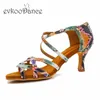 Tanzschuhe Evkoodance DIY Snake Ledergröße US4-12 Latin Professional Women Heel Height 7cm evkoo-622