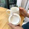 Tasses 2024 Migne de dessin animé avec céramique couvercle en acier cuillère filles élèves petit-déjeuner au lait d'eau gobelet paille