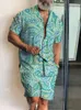 Männer setzt 3D -Druck Patchwork Revers kurzärmeles Freiheitshemd Strand Shorts Sommer Streetwear Urlaub Hawaiian Anzüge Männer Kleidung 240412