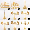 Candle Holders A50I Metal Holder Stand Candelabra Taper Golden Candlestick Floral Peacock Embossed Wedding Event Party