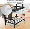 Dish Drying Rack 2-Tier Compact Kitchen Dish Rack Drainboard Set STOR RUST-SOOF DISH Drainer med redskapshållare 240407