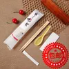 Disposable Flatware Chopsticks 4-In-1 Packaging Set Spoons Bamboo Toothpicks Takeaway 4-Piece Printable Logo 3