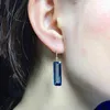 Boucles d'oreilles en peluche de haute qualité incrustées rectangular bleu cristal goutte pour femmes charme minimaliste de la mode