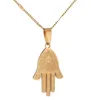 Stainless Steel Egyptian Eye of Good Luck Fatima Hamsa Hand Pendant Necklace Hand Palm Trendy Chain Jewelry1578740