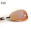 Pendant Necklaces Real Natural Agate Hand Carved Fish With Long Necklace Crystal Original Skin Ore Animal Figurine Crafts Decor Gift BE196