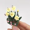 Decorative Figurines 1PC Mini Yellow Flower Bush Scale Model 1:12 Dollhouse Miniature Simulation Models Ornaments Home Decor Crafts