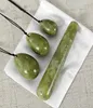 Natural Green Jade Yoni Jaja Wywiercona przyjemność Wand Helu Jade Massager Kegel Ćwiczenie piłkę pochwową gua sha masaż kamień T1911165384639