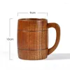 マグカップビールマグ木製カップ手作りウッドコーヒーティービッグソリッドオフィスパーティーバードリンクウェアギフト360ml