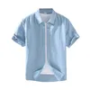 Coton Linge Mens Shirts à manches courtes STRATWEAR STREEUR COLLER COLLAR COLLAR STYLE DE PLAQUE CONSTER