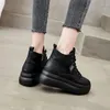 Casual schoenen Echt lederen dikke zool ronde teen Hoog gesneden comfortabele anti-slip slijtage-resistente en veelzijdige vrouwen