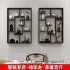 Decoratieve platen Verticale hangende muur vaste houten Chinese stijl plank antiek thee rek huishouden opslagstand minimalistisch decor