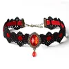 Anhänger Halskette Gothic Victorian Black Spitzen Halskette Frauen Mädchen Boho Kristall Quasten sexy Choker Steampunk Dark Loli Style Halloween