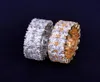 Solitaire Men039 à deux rangées Ring Copper Charm Gold Silver Color Cumbic Zircon Ring Out Fashion Hip Hop Jewelry10605852354962