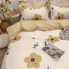 Ensembles de literie coréenne Fleur simple Ensemble de couette esthétique Couvre de chambre à coucher