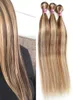 Nami Brown and Blonde Highlight Ombre Human Bundles With Closure Frontal Piano Color 8613 Straight Body Wave Hair Extensions7559502