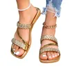 Slippers Femme 2024 Chaussures de mode d'été pour femmes Peep Toe Striparting strass décontracté et diapositives extérieures confortables