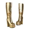 Boots Sexy Super High Talons Double Platforme Dames Knee Femmes Automne Robe de fête d'hiver Chaussures Big Size 34-43