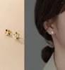 Hoopörhängen riktig 925 Sterling Silver Seashell Pearl Flower Small Mini Earring For Earlobes Jewelry Women Girls4638368