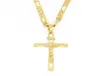 Real 10k Yellow Solid Fine Gold Filled Jesus Cross Crucifix Charm Big Pendant 5535mm Figaro Chain Necklace 24quot 6006mm2827343