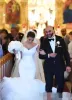 Senaste V-ringning sjöjungfru bröllopsklänningar tyll satin arabiska plus storlek brudklänningar svep tågnivåer 2024 skräddarsydd plusstorlek bröllopsklänningar